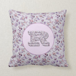Cojín Decorativo Monograma R de flores de lujo