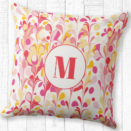 Cojín Decorativo Monograma Resumen Patrón de Mármol Retro