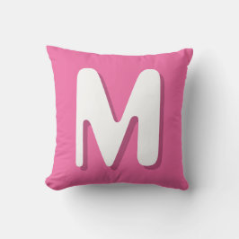 Cojín Decorativo Monograma Retro Rosa Blanco
