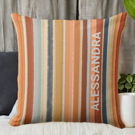 Cojín Decorativo Monograma retro vintage 70 con franjas bohadas col