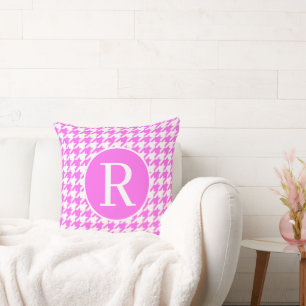 Cojín Decorativo Monograma RF Classic Serif Rosa Houndstoth
