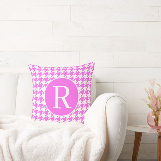 Cojín Decorativo Monograma RF Classic Serif Rosa Houndstoth (Sofá)