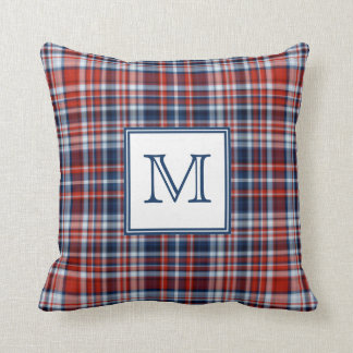Cojín Decorativo Monograma rojo blanco y azul plastificado