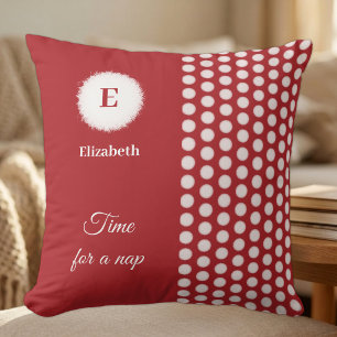 Cojín Decorativo Monograma rojo y blanco hora de dormir