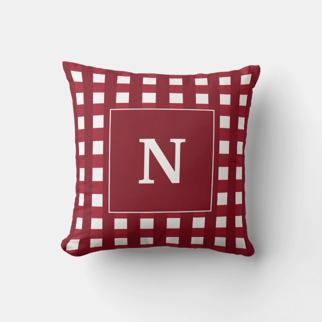 Cojín Decorativo Monograma Rojo Y Blanco personalizado (Anverso)