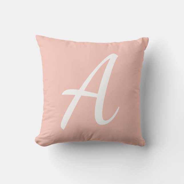 Cojín Decorativo Monograma rosa de coral (Anverso)