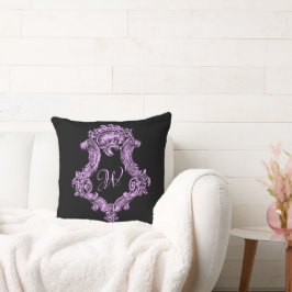 Cojín Decorativo Monograma rosa de Gótico romántico