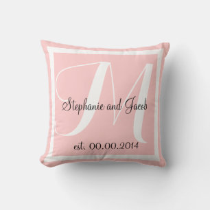 Cojín Decorativo Monograma Rosa ligero Boda rosa almohadilla de man
