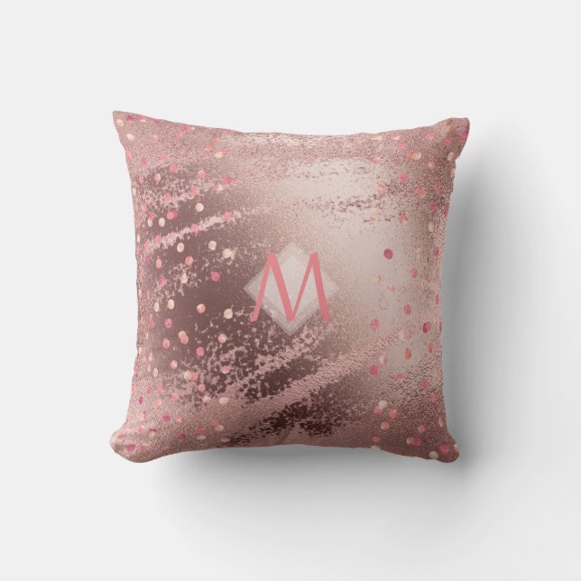 Cojín Decorativo Monograma ROSEGOLD Relieve metalizado metálico Asp (Anverso)