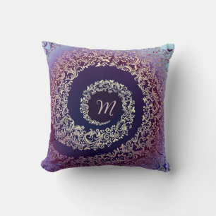 Cojín Decorativo Monograma Royal Purple & Gold Damask
