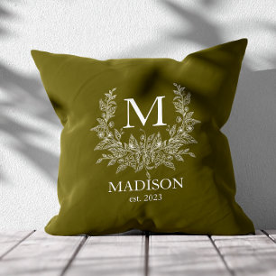 Cojín Decorativo Monograma ruso Mustard Brow personalizado inicial