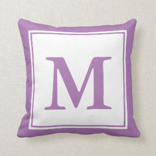 Cojín Decorativo Monograma simple blanco y de lavanda