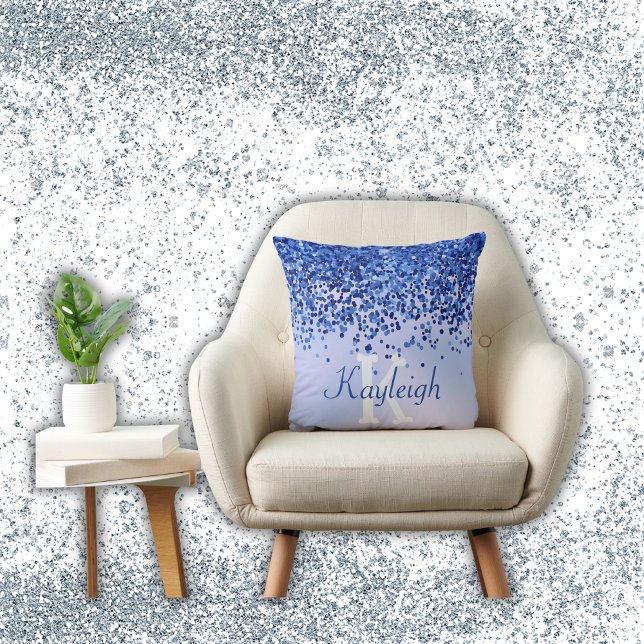 Cojín Decorativo Monograma simple cepillado azul Metalizado y Purpu (Subido por el creador)