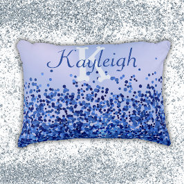 Cojín Decorativo Monograma simple cepillado azul Metalizado y Purpu