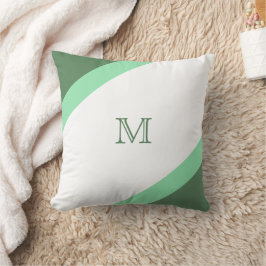Cojín Decorativo Monograma simple de rayas verdes y blancas