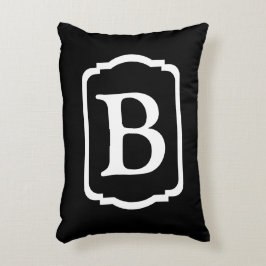 Cojín Decorativo Monograma simple enmarcado en blanco y negro