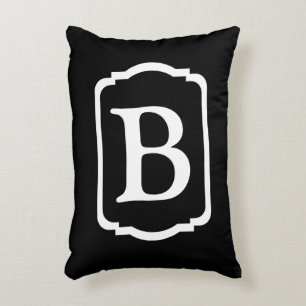 Cojín Decorativo Monograma simple enmarcado en blanco y negro