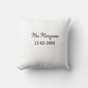 Cojín Decorativo monograma simple minimalista sra Sr nombre fecha a