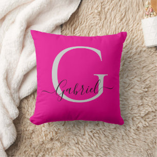 Cojín Decorativo Monograma simple rosa elegante