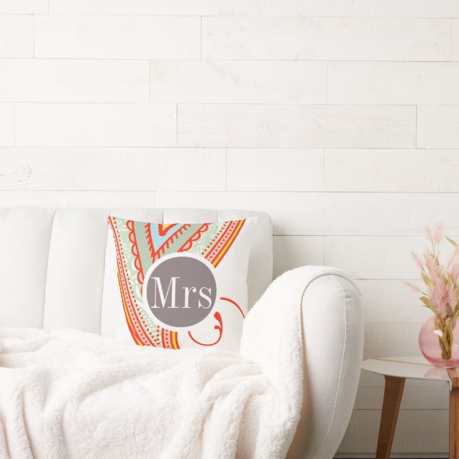 Cojín Decorativo Monograma Taupe de Casa de la Monografía Rosa Mode (Sofá)