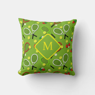 Cojín Decorativo Monograma Tenis Tema Verde Patterado