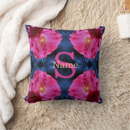 Cojín Decorativo Monograma tu nombre con inicial arte de rosa perso