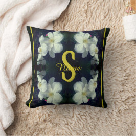 Cojín Decorativo Monograma tu nombre con inicial Clematis Arte flor