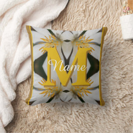Cojín Decorativo Monograma tu nombre inicial floral personalizado 