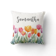 Monograma Tulipanes Primavera Flores coloridas y a