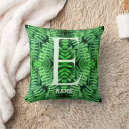 Cojín Decorativo Monograma tus helechos verdes iniciales personaliz