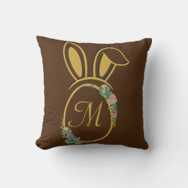 Cojín Decorativo Monograma único de conejito de Pascua