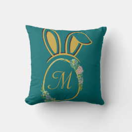 Cojín Decorativo Monograma único de conejito de Pascua