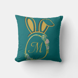 Cojín Decorativo Monograma único de conejito de Pascua