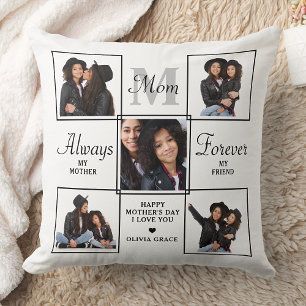 Cojín Decorativo Monograma único personalizado MOM 5 Collage de fot
