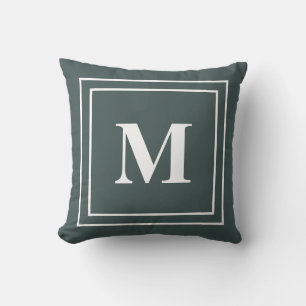 Cojín Decorativo Monograma verde de cazador moderno