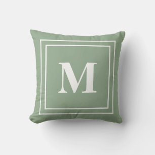 Cojín Decorativo Monograma Verde Menta Moderno