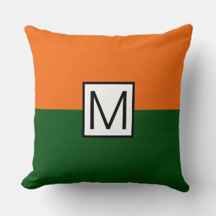 Cojín Decorativo Monograma verde moderno y elegante Naranja