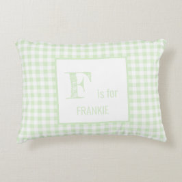 Cojín Decorativo Monograma verde y blanco de Gingham Check Pastel