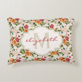 Cojín Decorativo Monograma Vintage Victoriano acuarela Floral