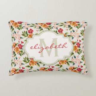 Cojín Decorativo Monograma Vintage Victoriano acuarela Floral
