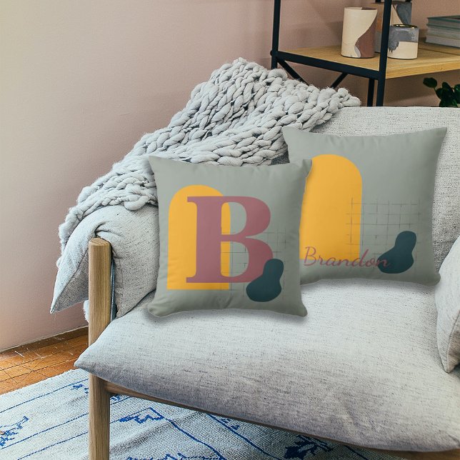 Cojín Decorativo Monograma y nombre del Personalizado del estilo Bo (Subido por el creador)