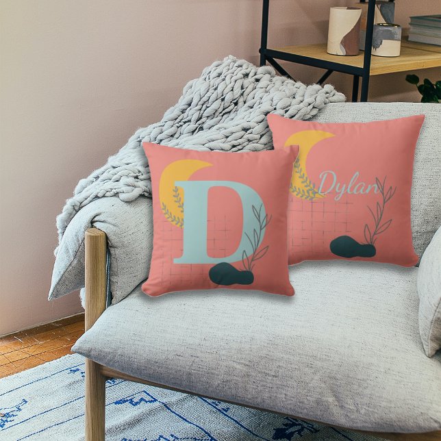 Cojín Decorativo Monograma y nombre del Personalizado del estilo Bo (Subido por el creador)