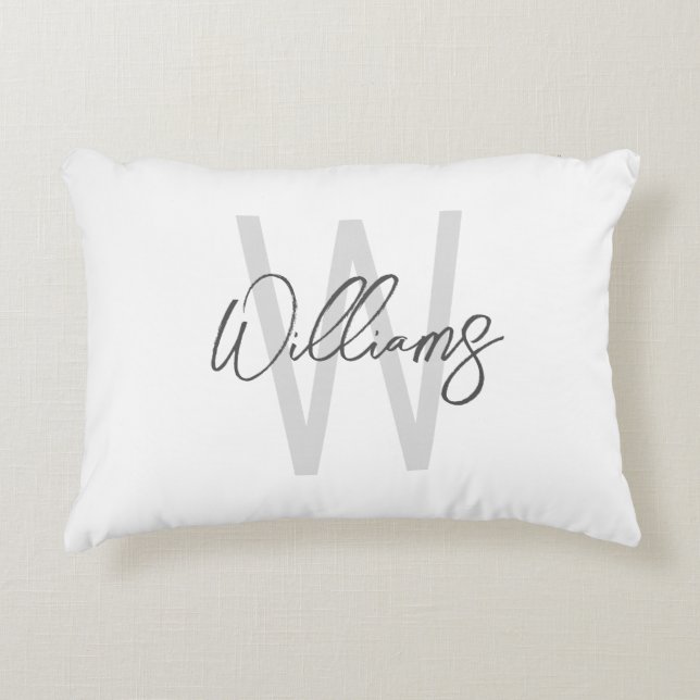 Cojín Decorativo Monograma y nombre personalizados con fuente moder (Anverso)