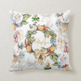 Cojín Decorativo Monogramación de Navidades de acuarela