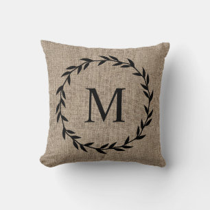 Cojín Decorativo Monogramado al estilo rústico de la casa de campo 