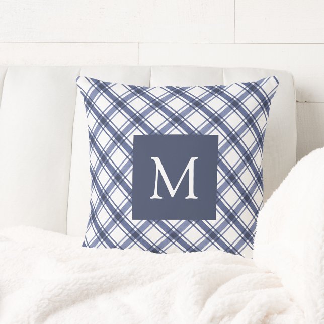 Cojín Decorativo Monogramado azul (Blue Monogrammed Throw Pillow
)