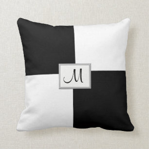 Cojín decorativo Monogramado Blanco Negro