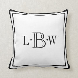 Cojín Decorativo Monogramado de borde negro clásico