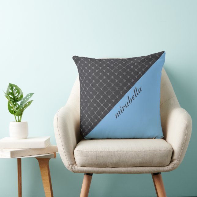 Cojín decorativo monogramado de patrón de cráneo (Silla)