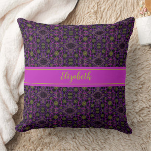 Cojín Decorativo Monogramado de patrón morado divertido